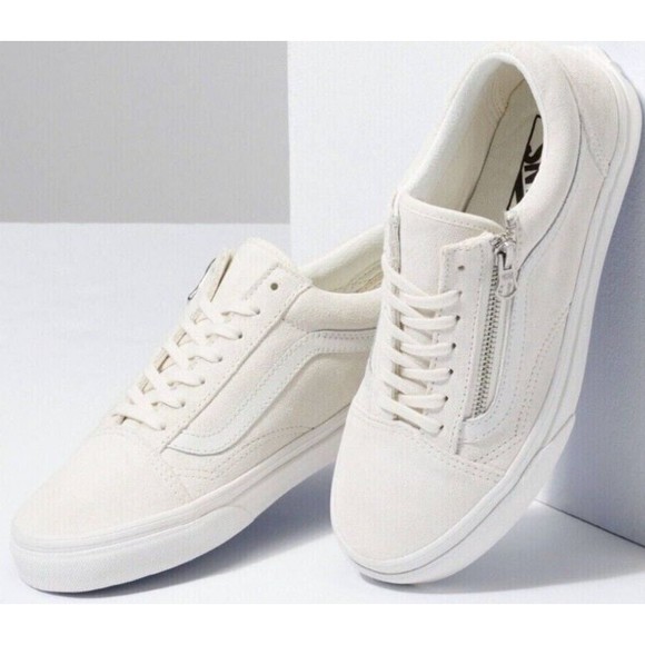 VANS Unisex Old Skool Zip Suede Marshmallow/Blanc Shoes Size 8.5 Mens 10 Womens - Picture 1 of 9